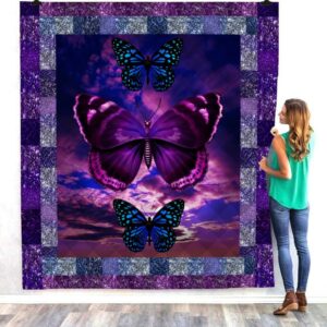 Butterfly In Autumn Sky Quilt Blanket  Quilt